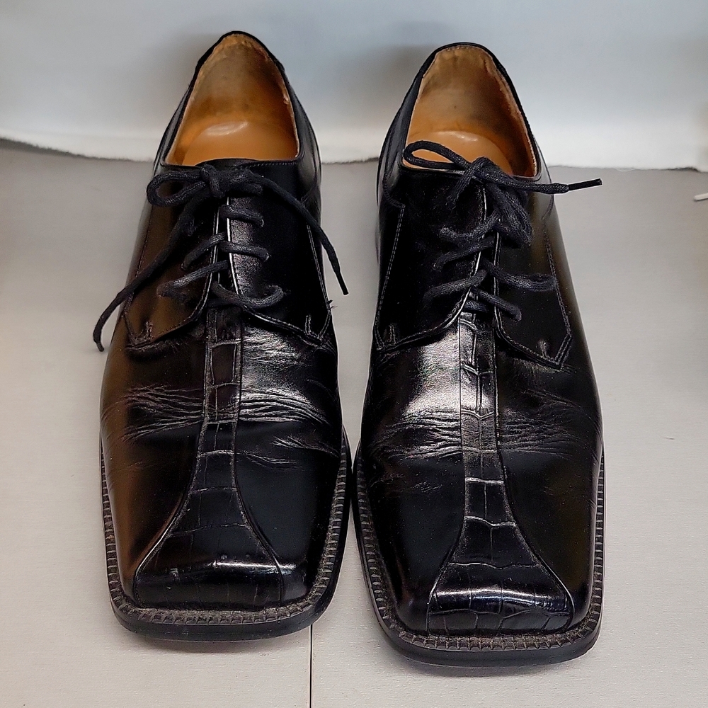 Zengara men’s leather square toes dress shoes Black size 9 M